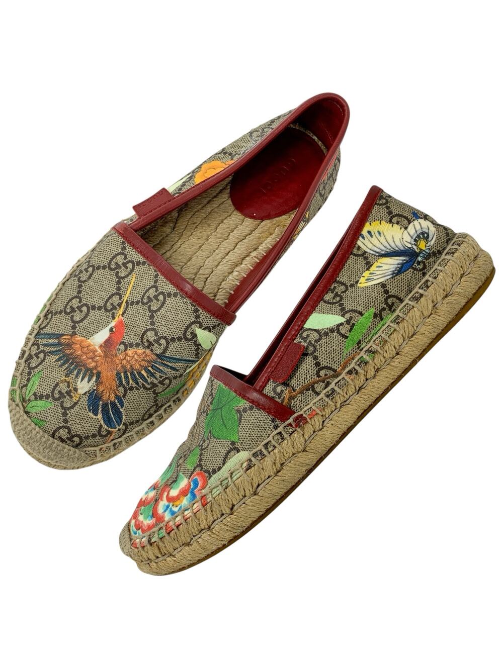 Gucci Tian GG Supreme Floral Bird Espadrilles Size 36 Flats
